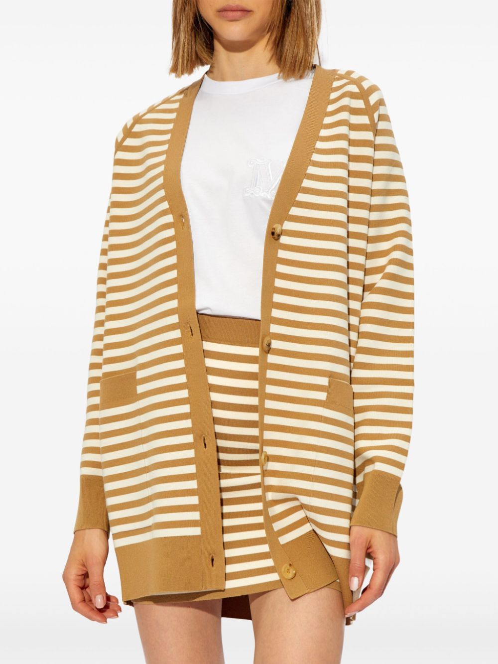 Striped v-necked cardigan