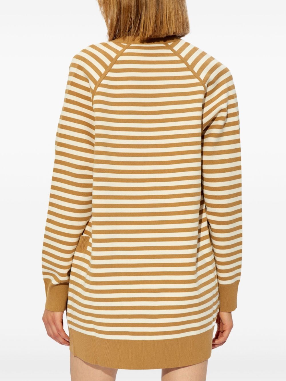 Striped v-necked cardigan