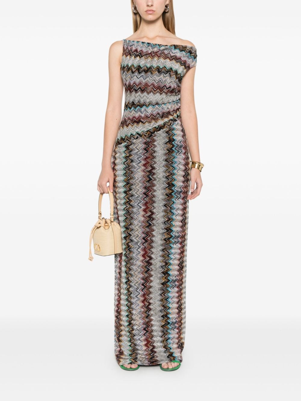 Zig zag motif long dress