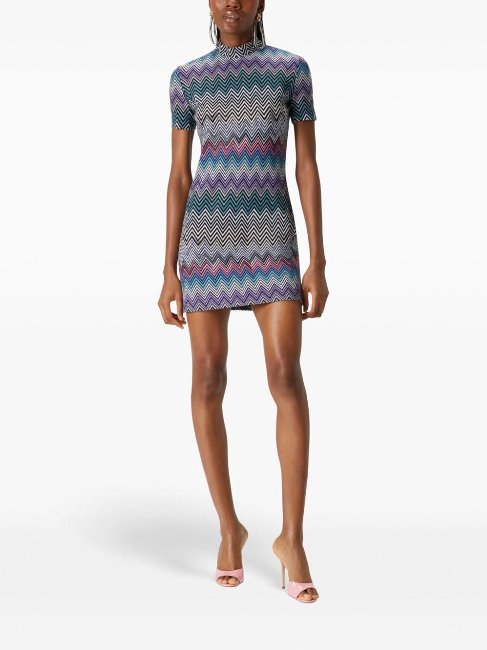 Zig zag motif wool mini dress