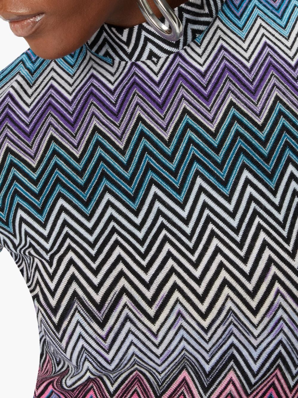 Zig zag motif wool mini dress