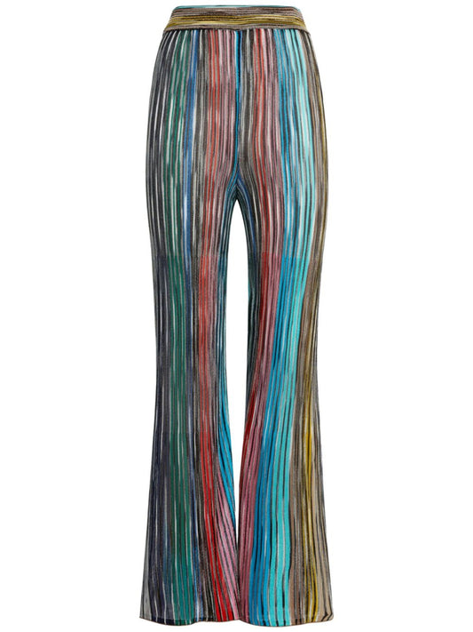 Flared leg striped trousers