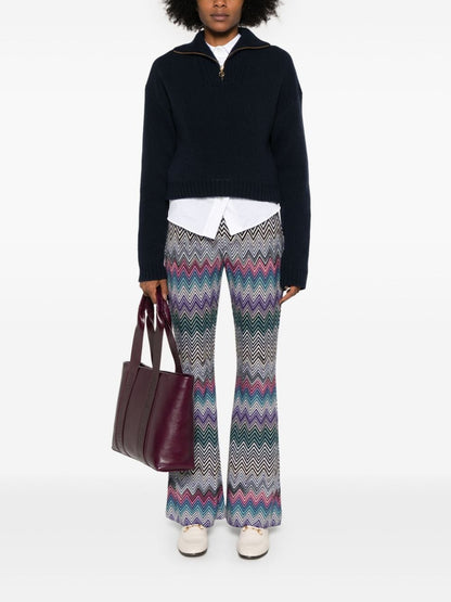 Zig zag motif wool trousers