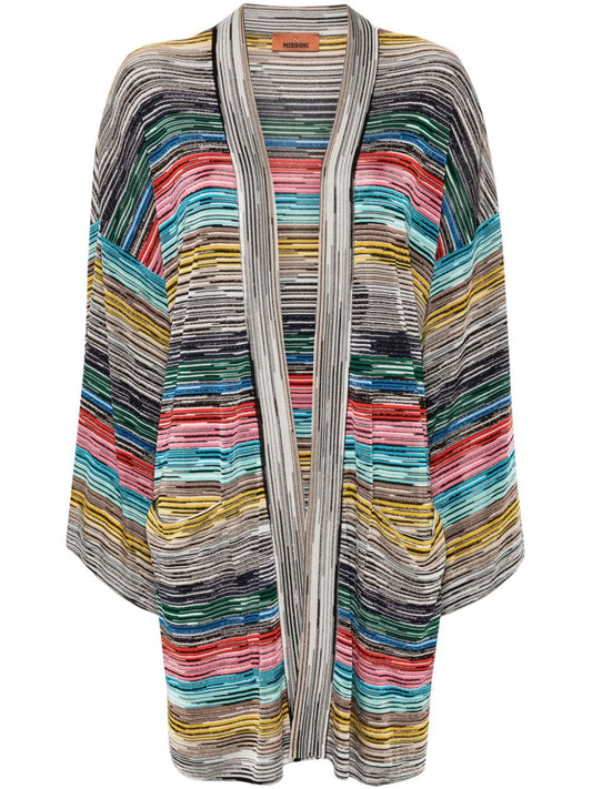 V-necked striped cardigan