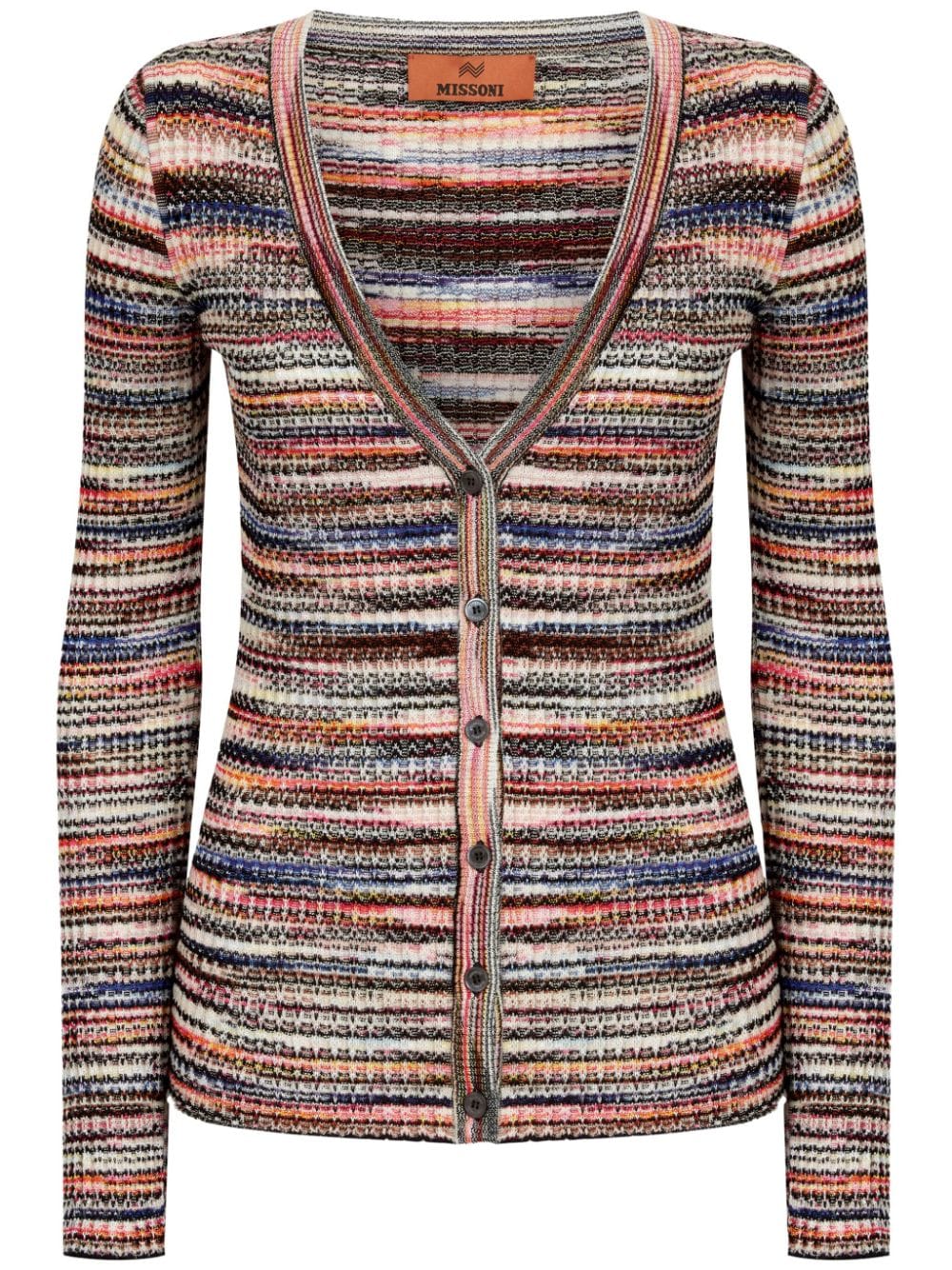 V-necked striped cardigan