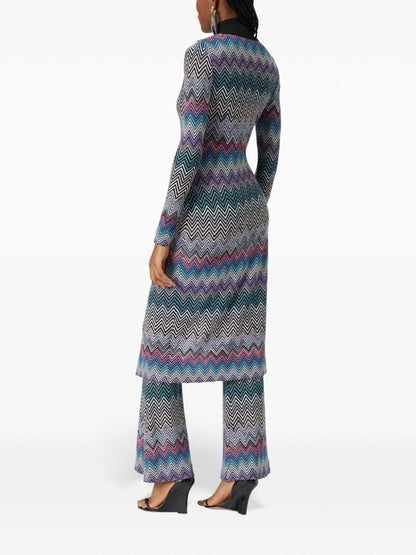 Zig zag motif wool cardigan