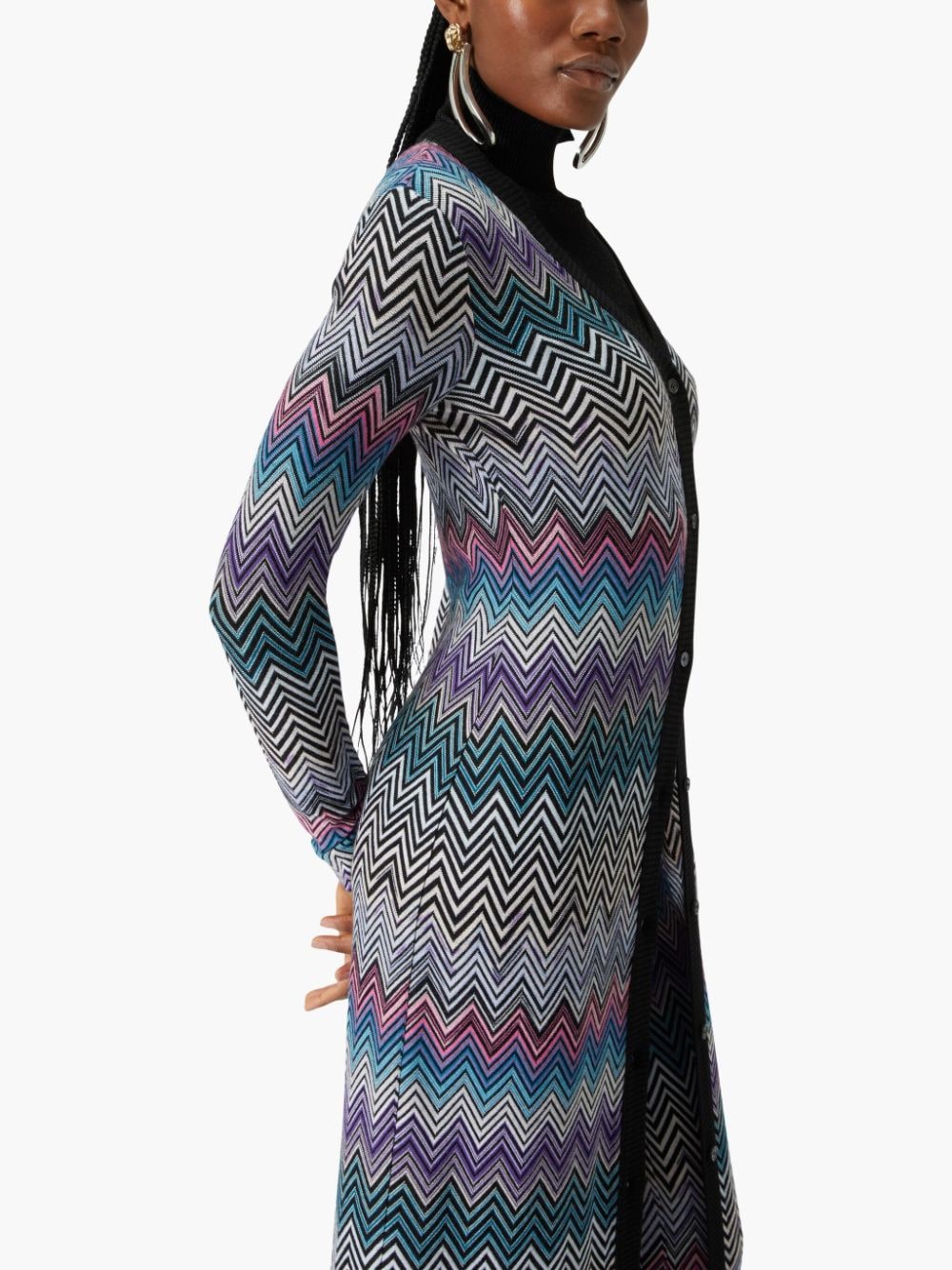 Zig zag motif wool cardigan