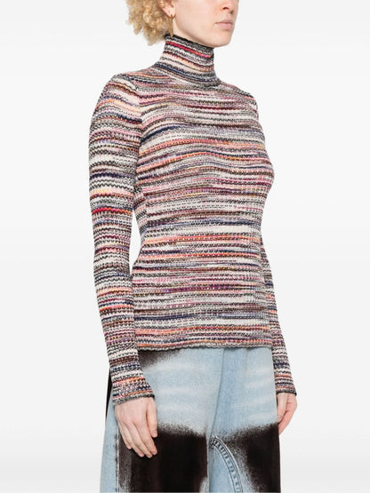 Striped high-neck sweater