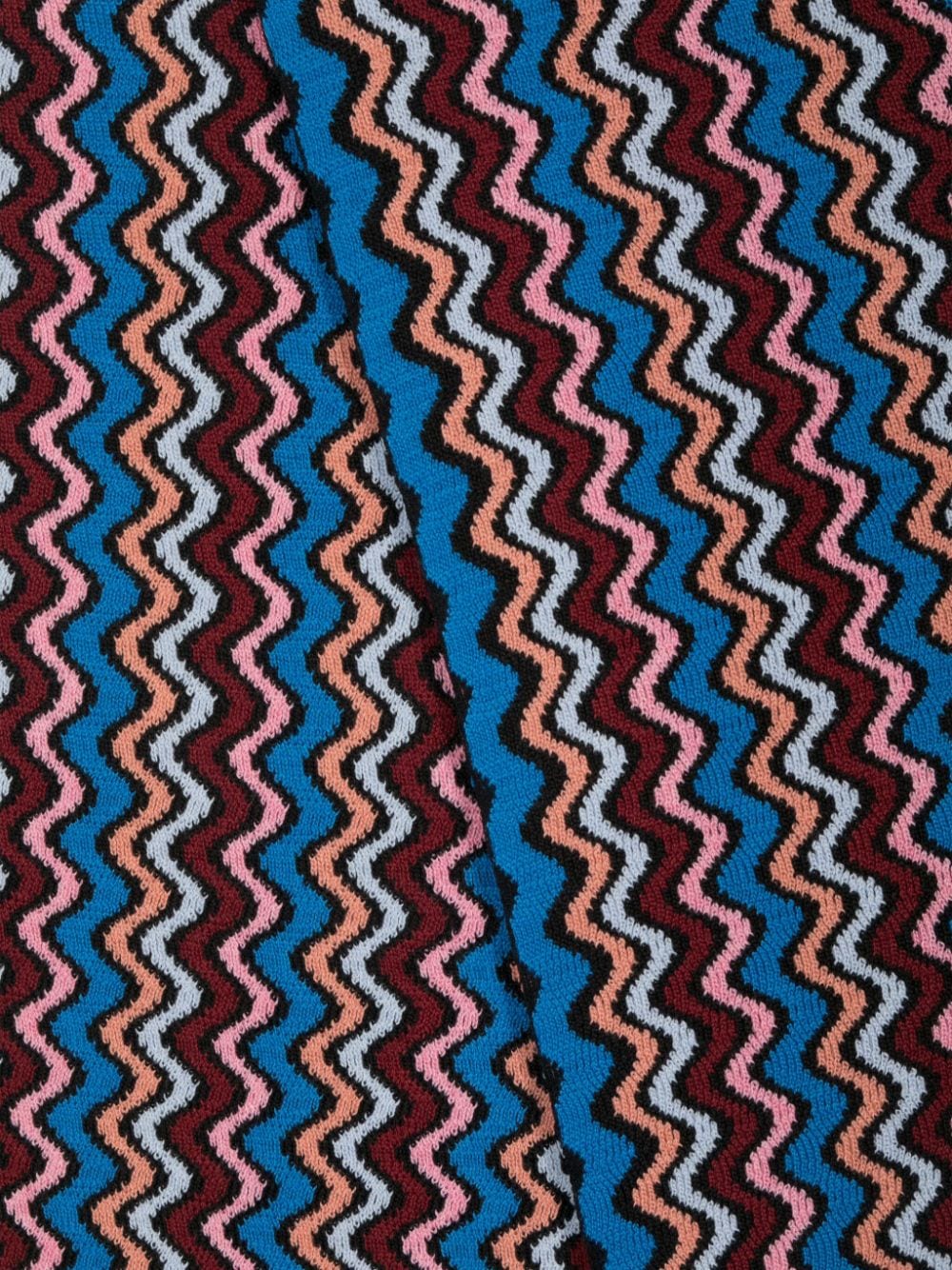 Wave motif wool blend scarf