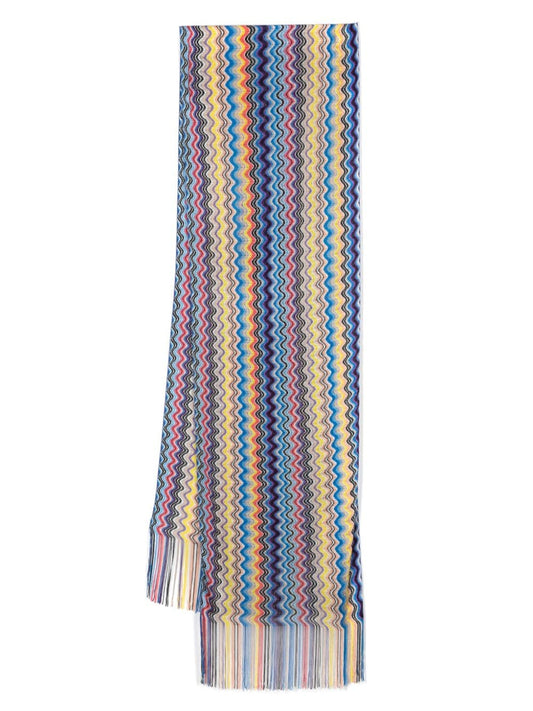 Wave motif fringed scarf