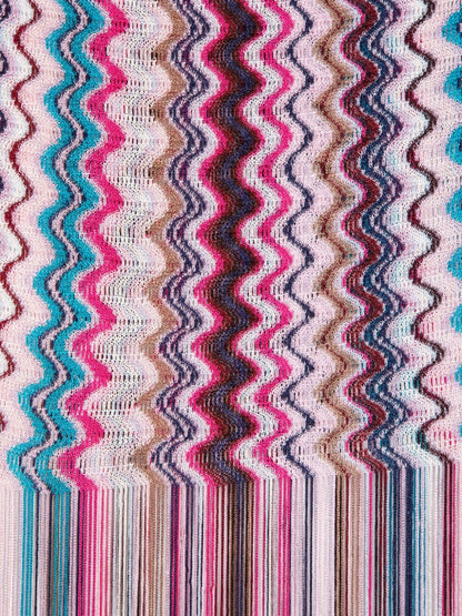 Wave motif fringed scarf