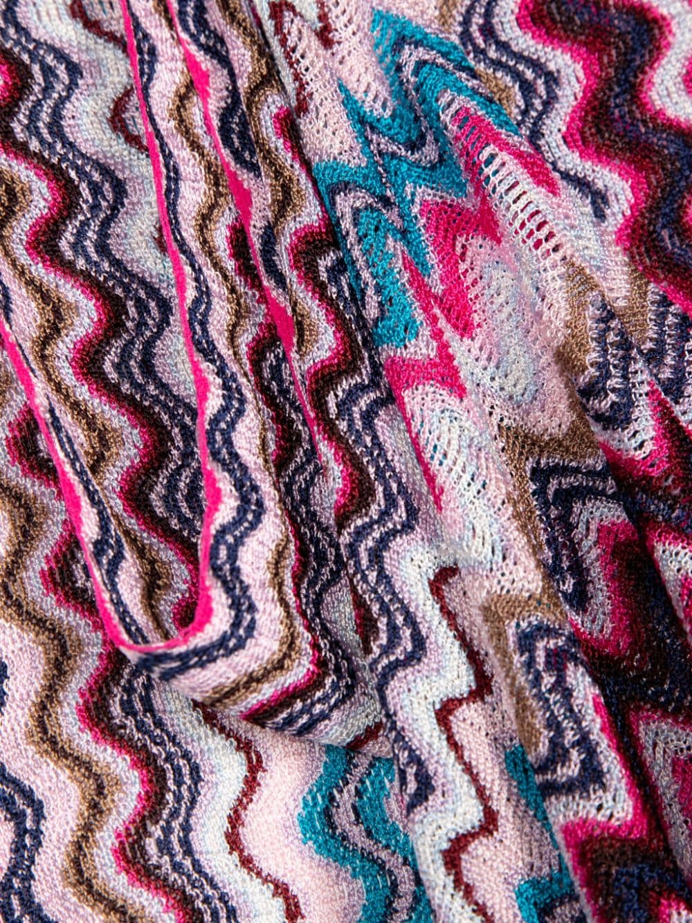 Wave motif fringed scarf