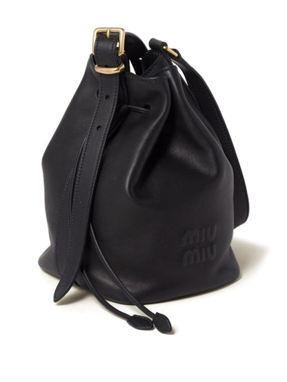 Logo leather bucket bag