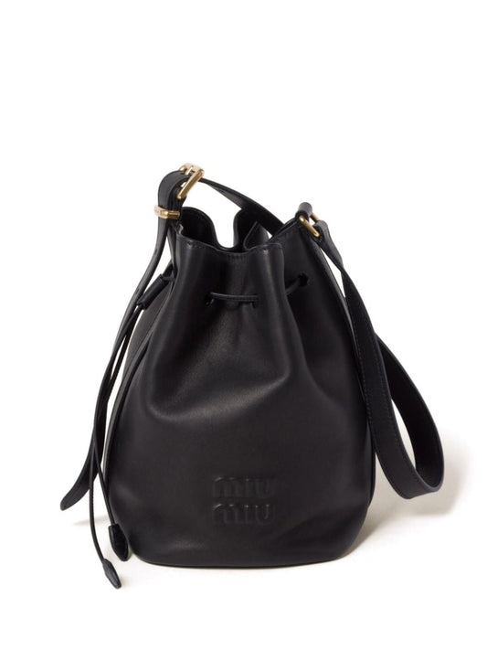 Logo leather bucket bag