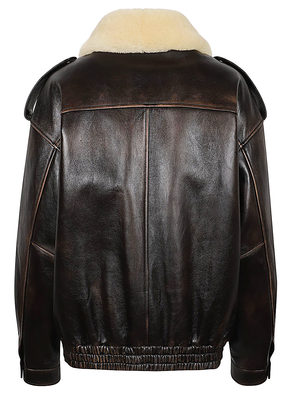 Leather blouson jacket