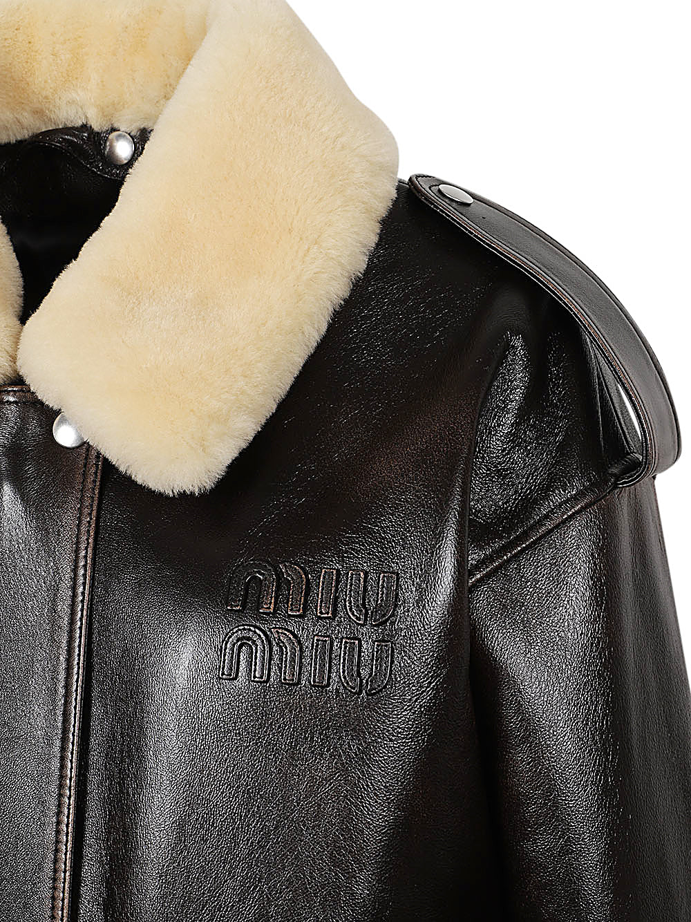 Leather blouson jacket