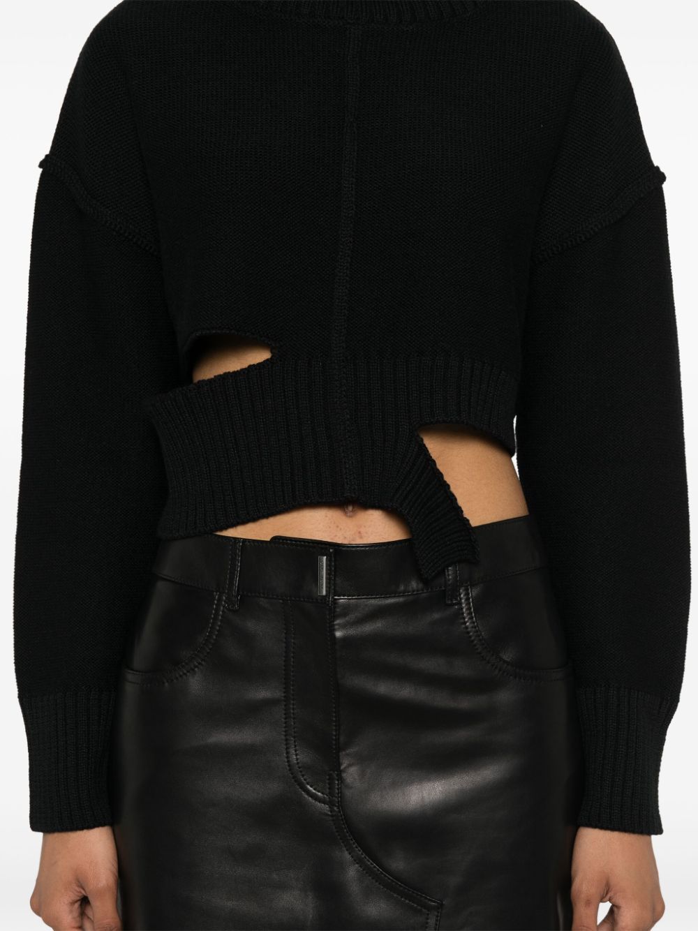 Cut-out wool blend jumper