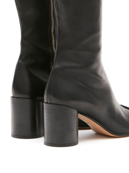 Stitch-out leather boots