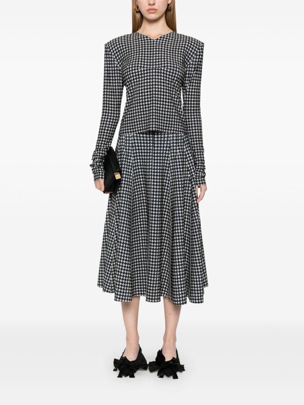 Houndstooth long skirt