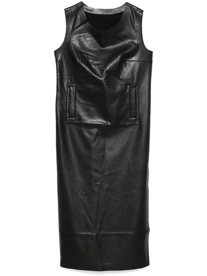 Faux leather sleeveless dress