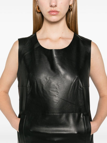 Faux leather sleeveless dress