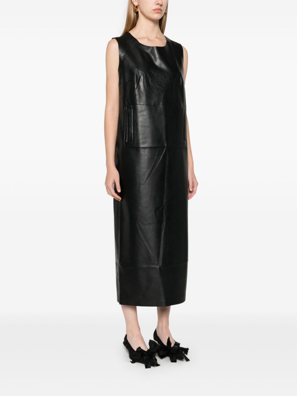 Faux leather sleeveless dress