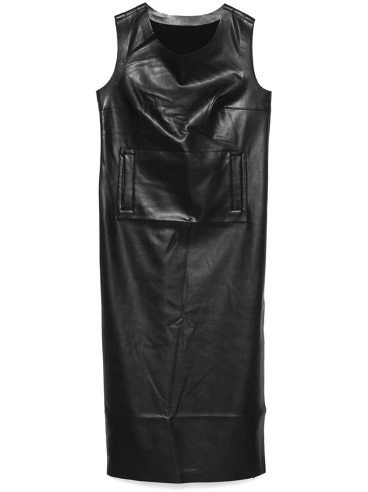 Faux leather sleeveless dress