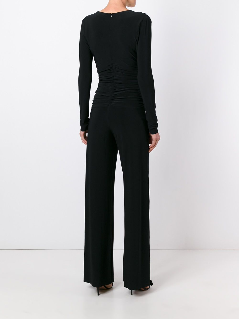 V-necked long jumpsuit