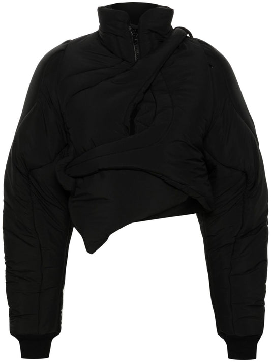 Asymmetric cropped down jacket