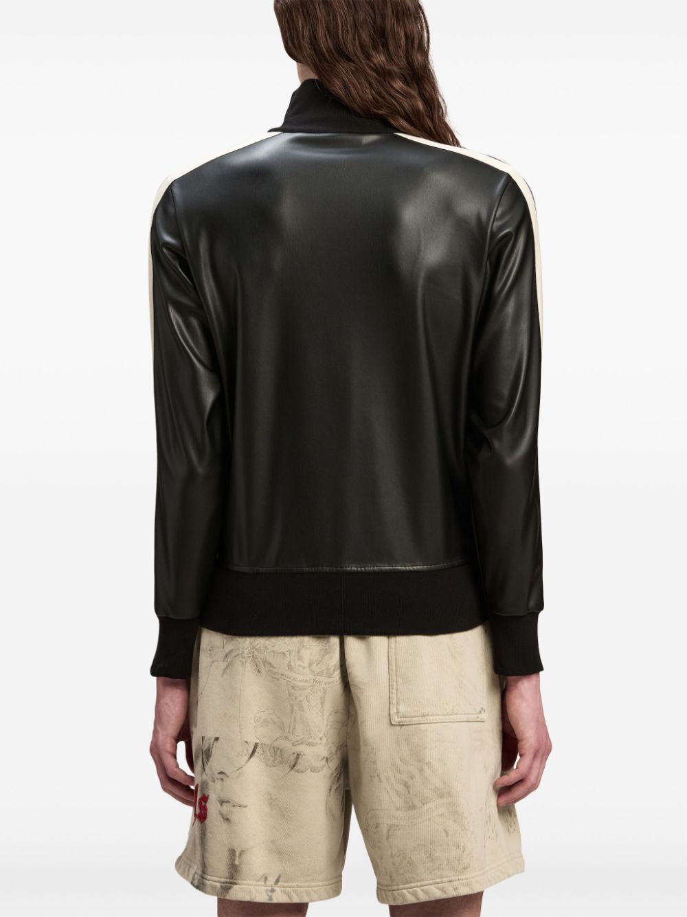 Logo leather-effect bomber jacket