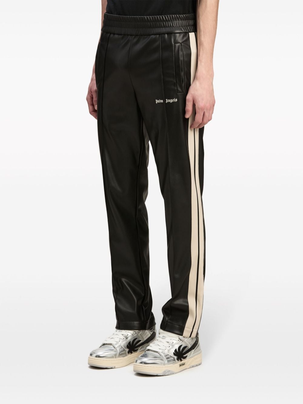 Logo leather-effect track pants