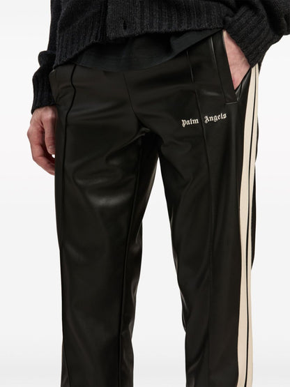 Logo leather-effect track pants