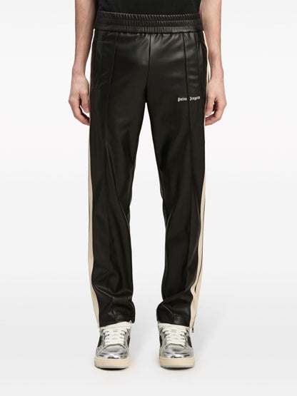 Logo leather-effect track pants