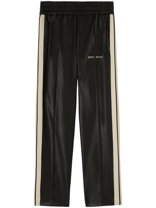 Logo leather-effect track pants