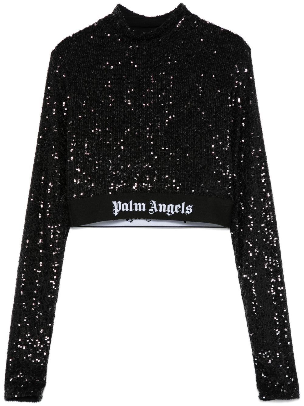 Logo sequined cropped top