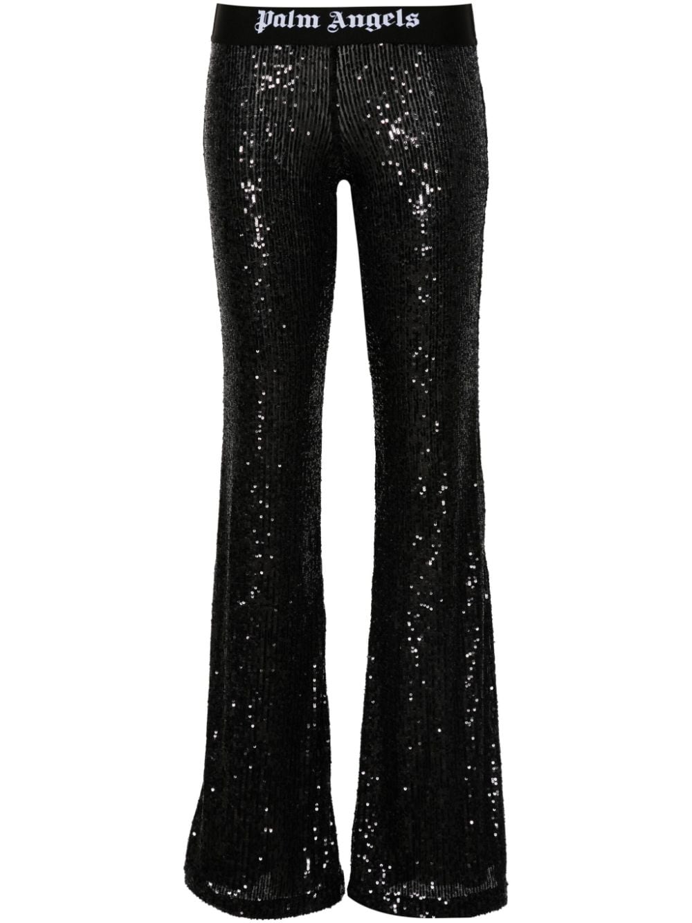 Logo sequined flared trousers