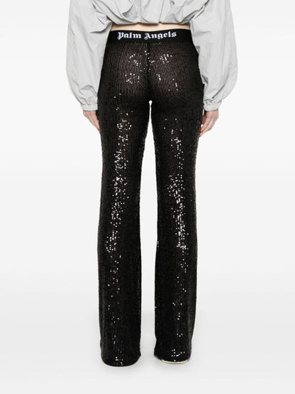 Logo sequined flared trousers