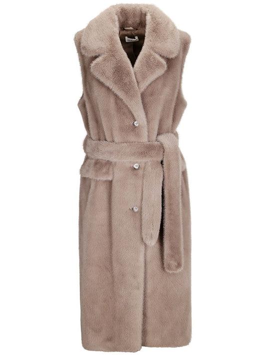 Fauxfur sleeveless coat