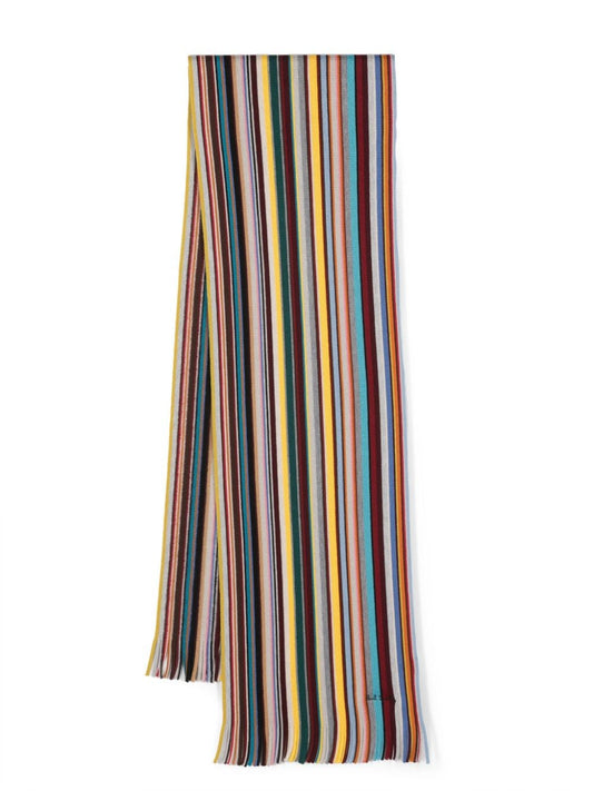 Signature stripe wool scarf