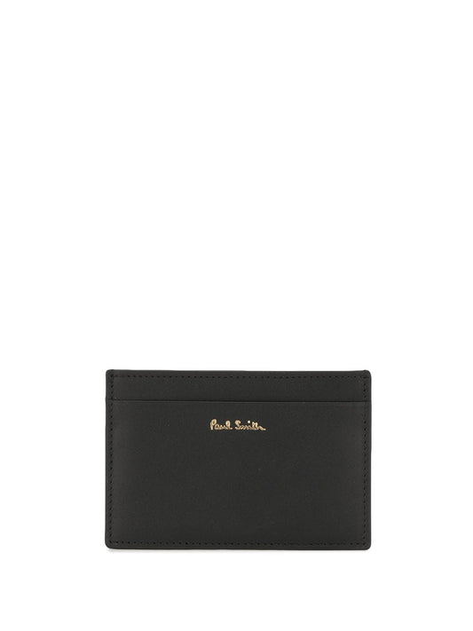 Signature stripe leather credit card case