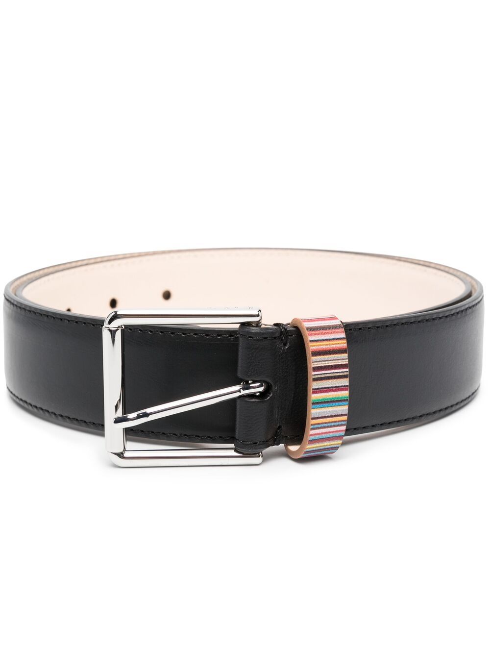 Signature stripe leather belt