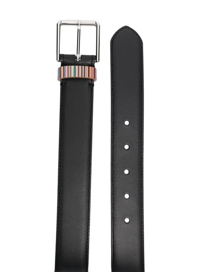 Signature stripe leather belt