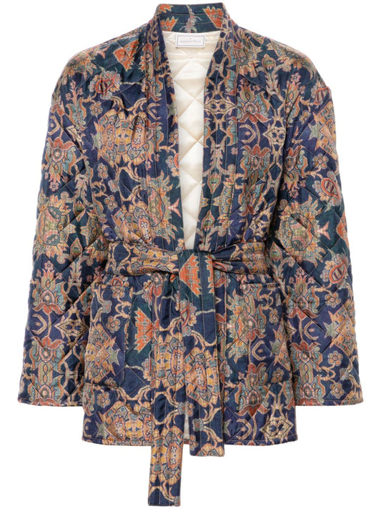 Silk blend padded kimono