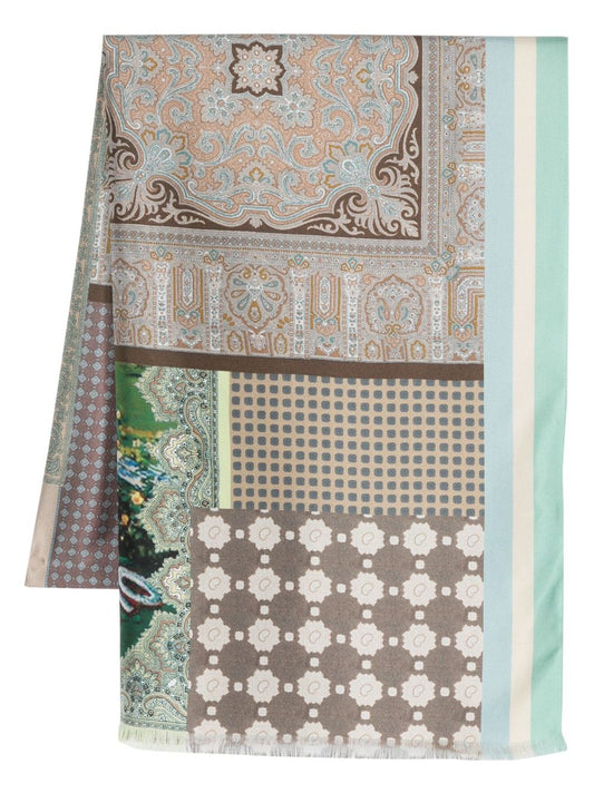 Lago di como printed silk scarf