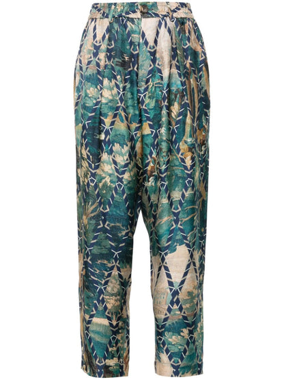 Printed silk trousers