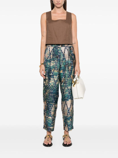 Printed silk trousers