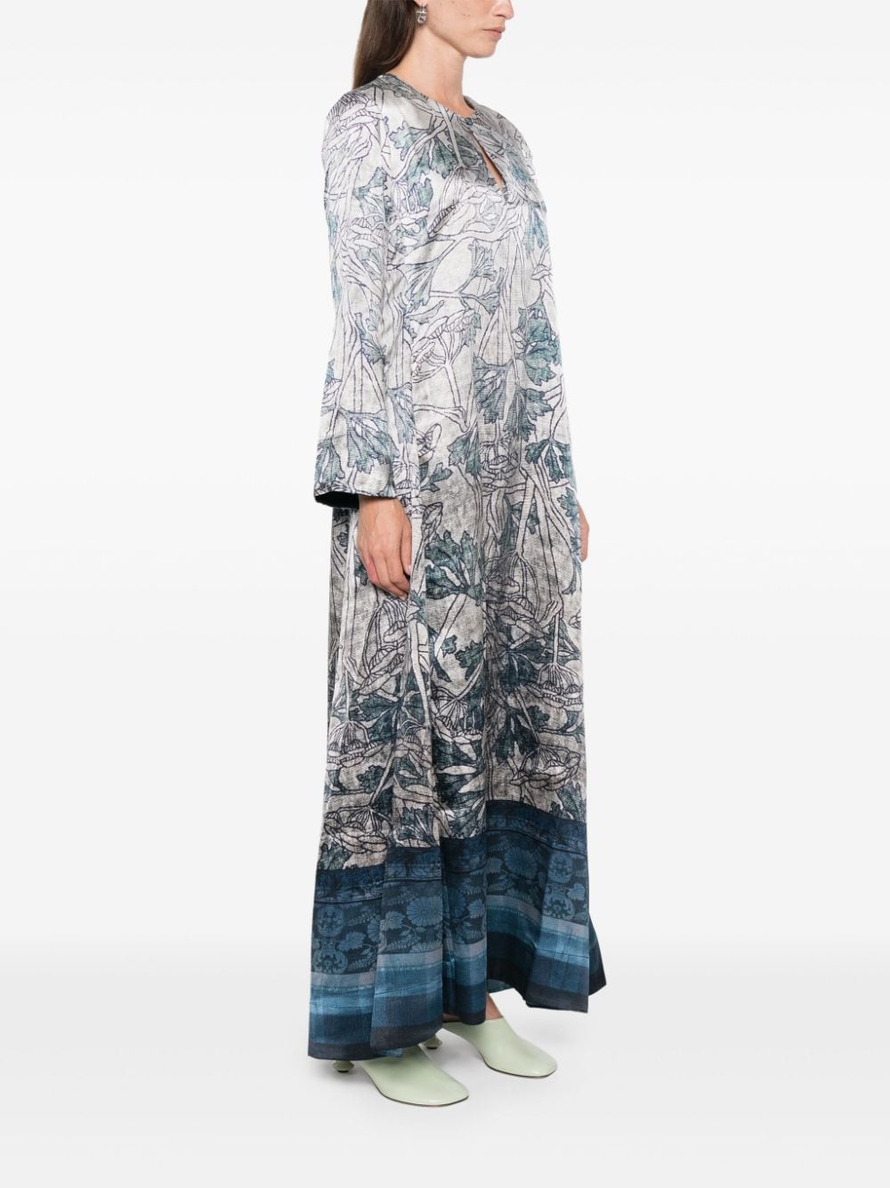 Printed silk long dress