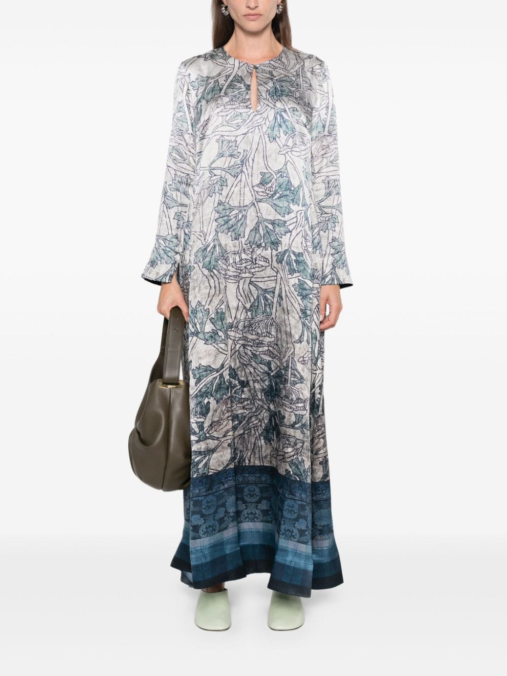 Printed silk long dress