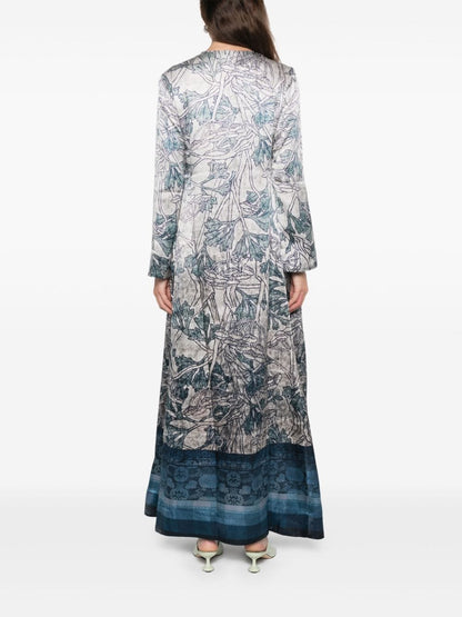 Printed silk long dress