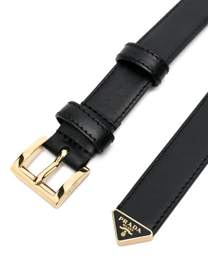 Logo leather belt